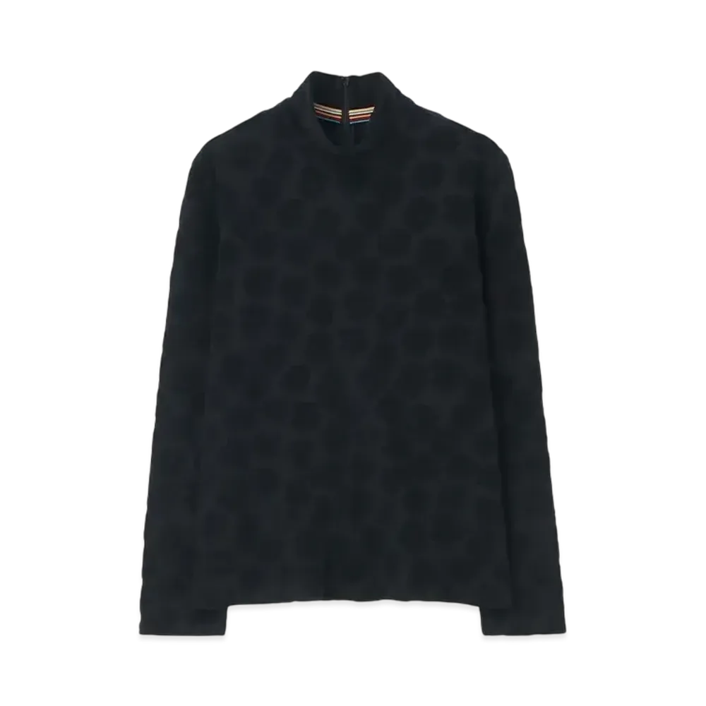 Paul Smith Women's Floral Jacquard Long Sleeve Cut and Sewn "Black"