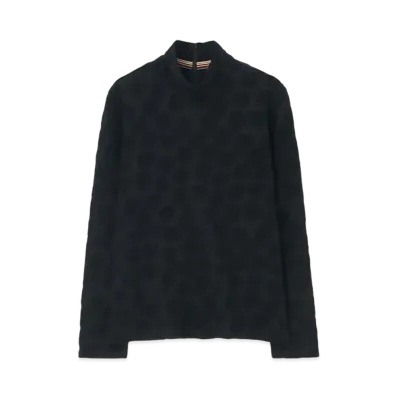 Paul Smith Women's Floral Jacquard Long Sleeve Cut and Sewn "Black"