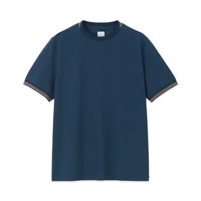 Paul Smith Signature Striped Rib Short Sleeve Cut And Sew "Navy"