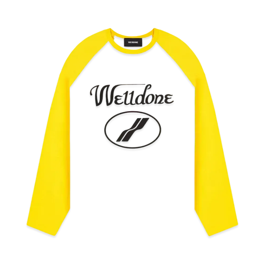 WE11DONE Cursive Tight Raglan Long-sleeved T-shirt "Yellow"
