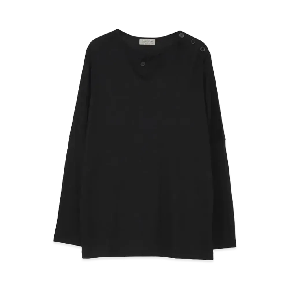 Yohji Yamamoto Pour Homme LYOCELL CMVS RIB SHOULDER BUTTON HENRYY LONG SLEEVES "Black"