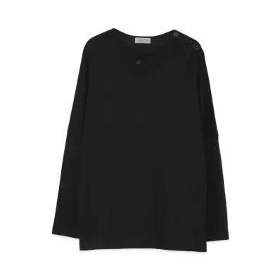 Yohji Yamamoto Pour Homme LYOCELL CMVS RIB SHOULDER BUTTON HENRYY LONG SLEEVES "Black"