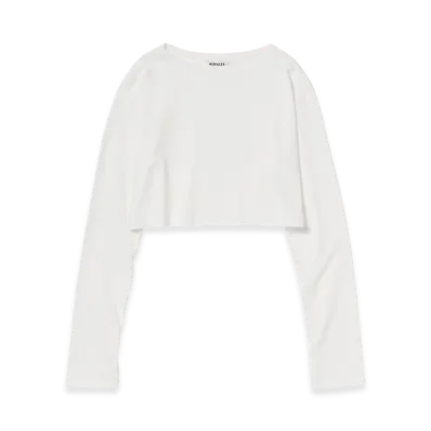 AURALEE Women's High Gauge Cotton Jersey Boat Neck L/S Tee "White"