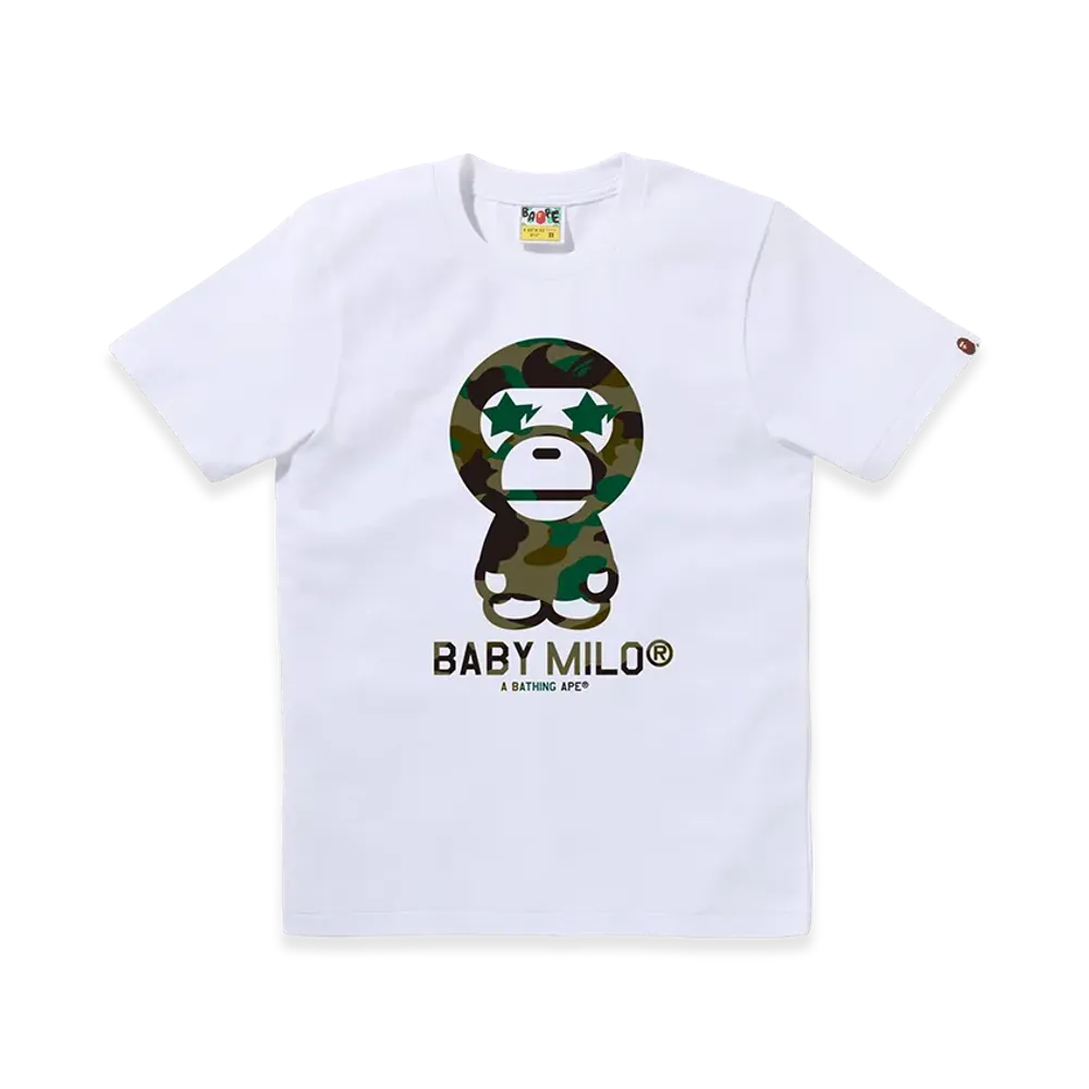 A BATHING APE 1st Camo Sta Eye Baby Milo Tee "White/Green"