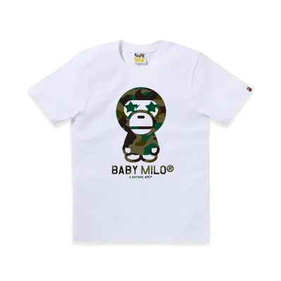 A BATHING APE 1st Camo Sta Eye Baby Milo Tee "White/Green"