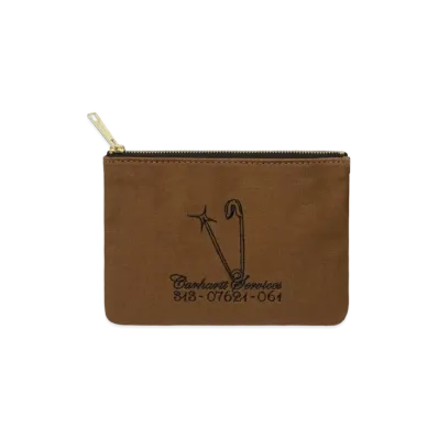 Carhartt Canvas Graphic Zip Wallet Safety Pin Embroidery "Hamilton Brown"