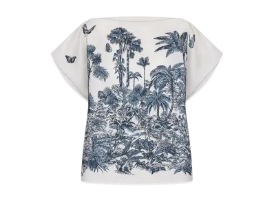 Dior Women's Dioriviera Toile de Jouy Palms Dior Silk Top Silk Twill "White/Navy Blue"