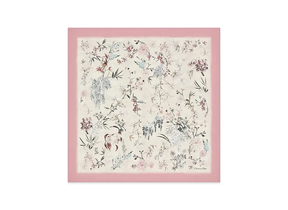 Dior Millefiori 90 Square Scarf Silk Twill "Multicolor/Pink/Ivory"