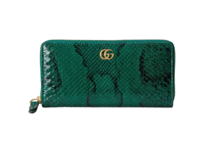 GUCCI GG Marmont Python Zip Around Wallet "Emerald"