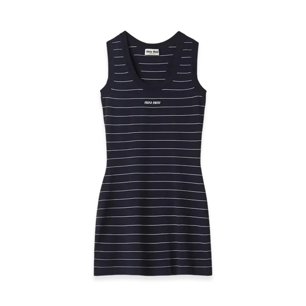 MIU MIU Women's Viscose Mini-Dress "Blue/White"
