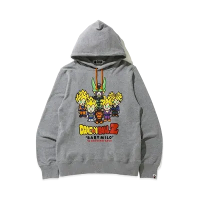 A BATHING APE / Dragon Ball Z Baby Milo Super Saiyan & Cell Pullover Hoodie "Grey"