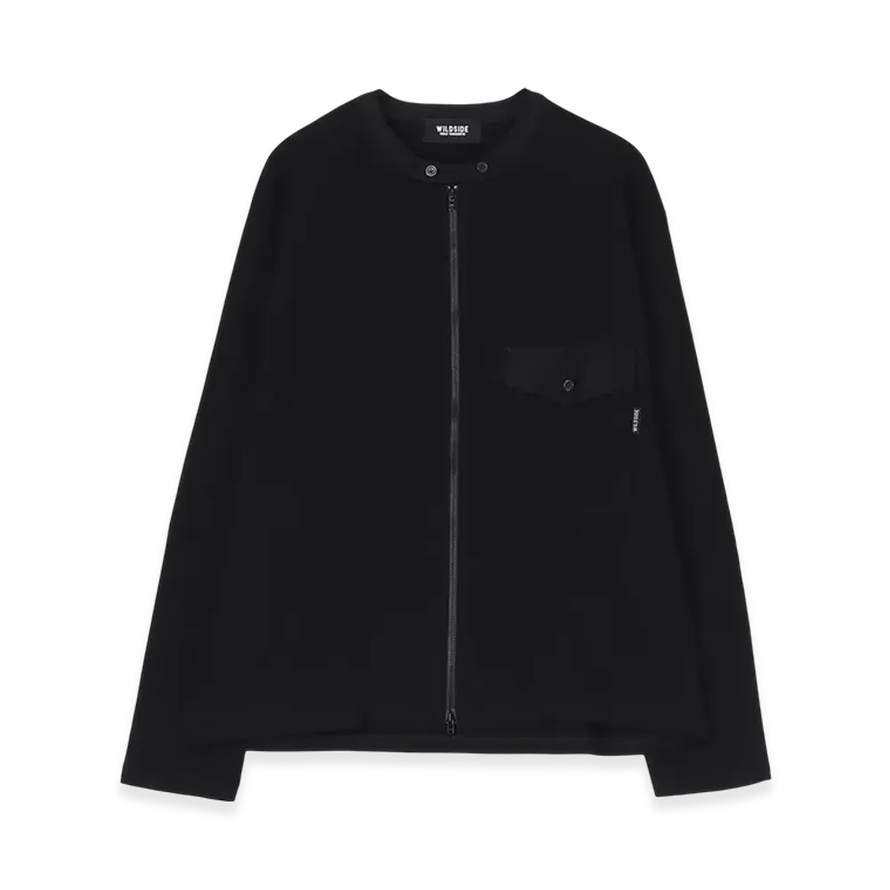 WILDSIDE YOHJI YAMAMOTO Cotton Jersey Full Zip Long Sleeve T-Shirt "Black"