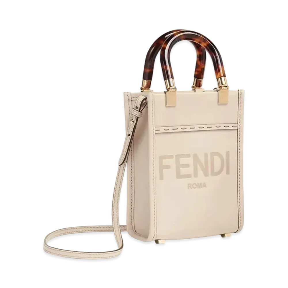FENDI Mini Sunshine Shopper Leather Mini-Bag "Pink Beige"
