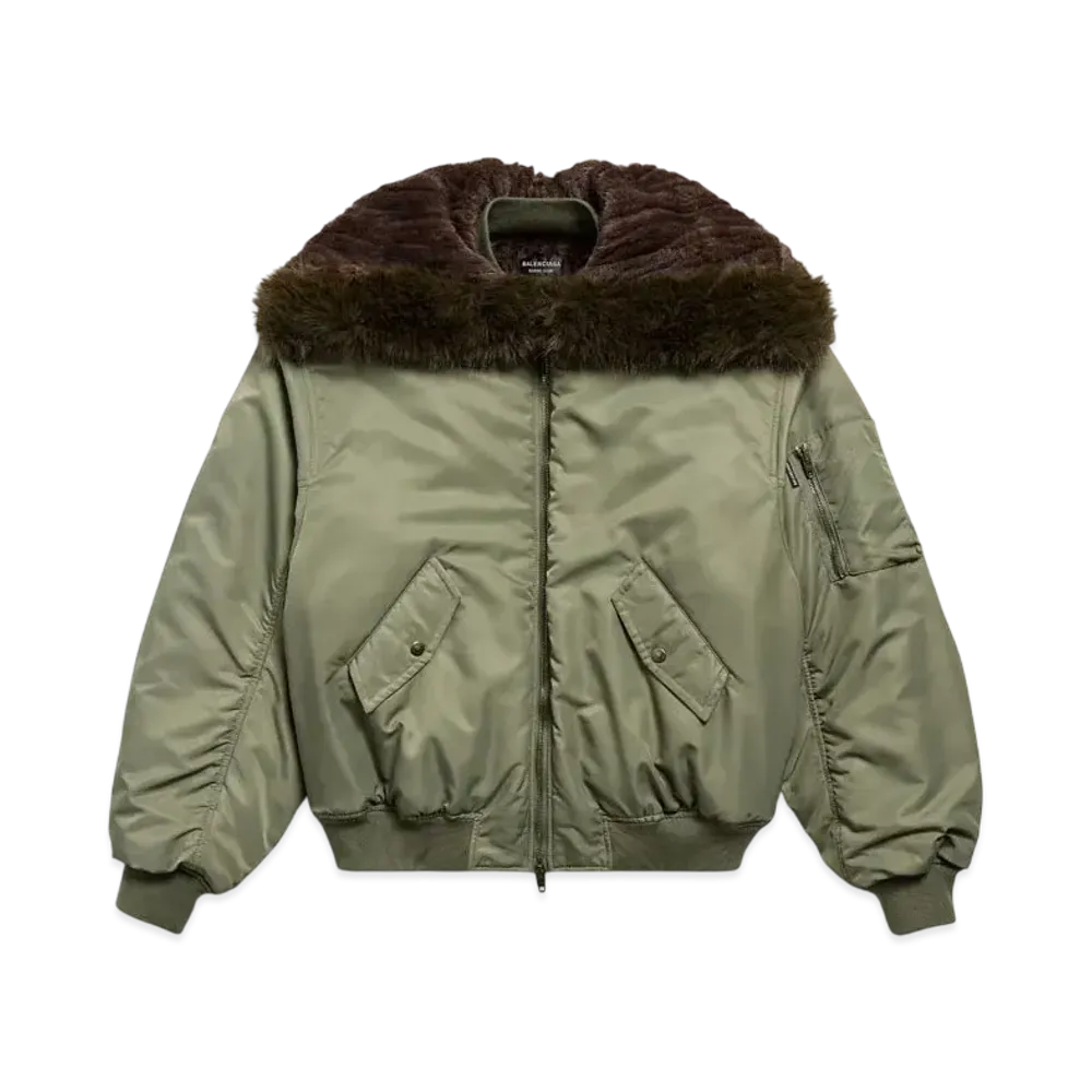 BALENCIAGA Women's Hooded Bomber Jacket "Khaki"