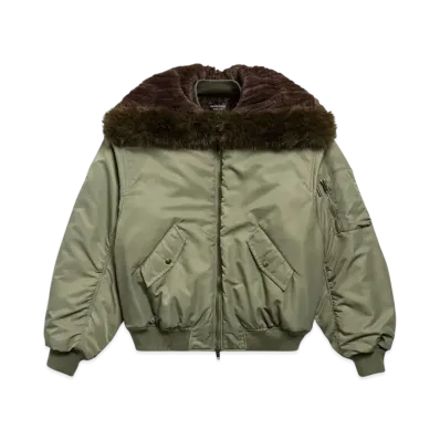 BALENCIAGA Women's Hooded Bomber Jacket "Khaki"