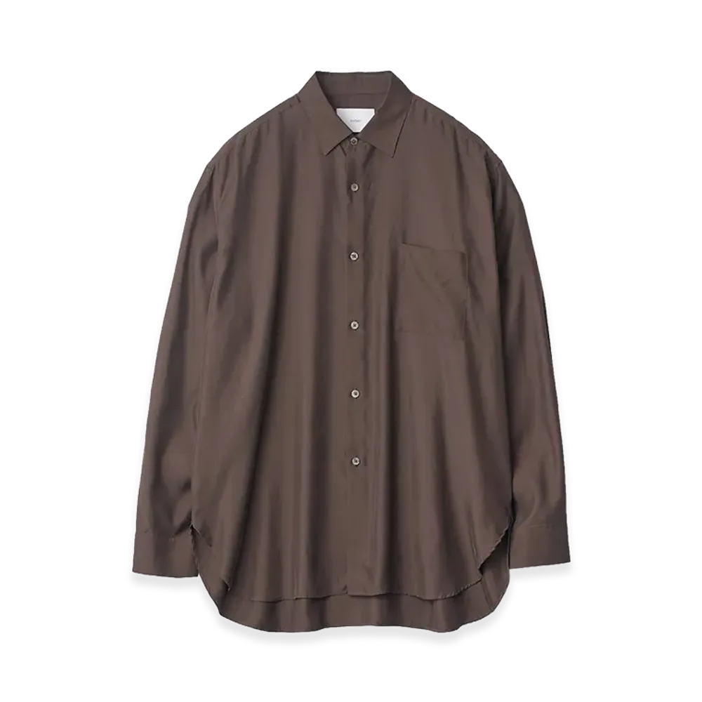 ssstein Cupro Twill Oversized Long Sleeve Shirt "Dark Brown"
