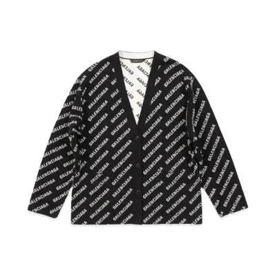 BALENCIAGA Women's Mini All Over Logo Cardigan "Black"