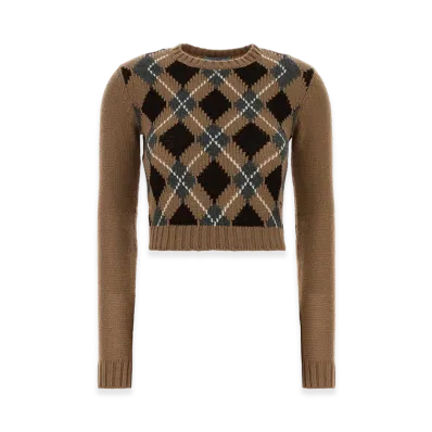 PRADA Women's Argyle Sweater "Camel"