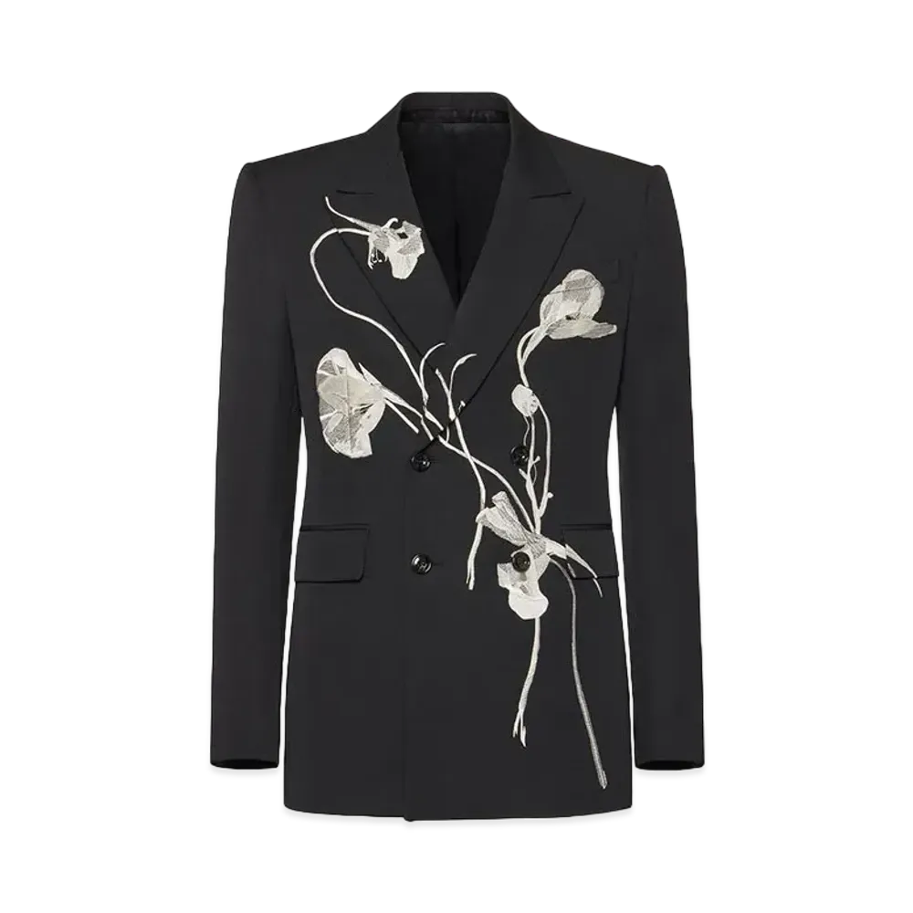 Alexander McQUEEN Pressed Flower Double Breasted Jacket "Black"
