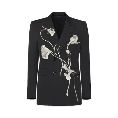 Alexander McQUEEN Pressed Flower Double Breasted Jacket "Black"