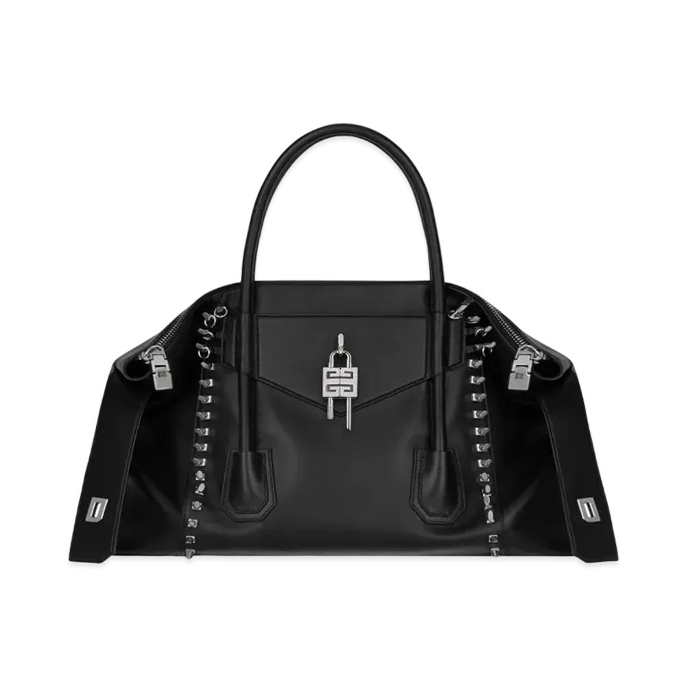 GIVENCHY Medium Antigona Lock in Leather with Studs "Black"