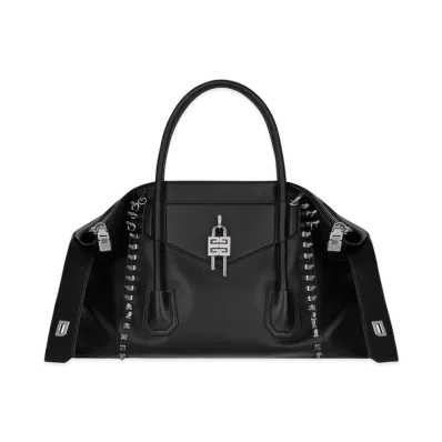 GIVENCHY Medium Antigona Lock in Leather with Studs "Black"