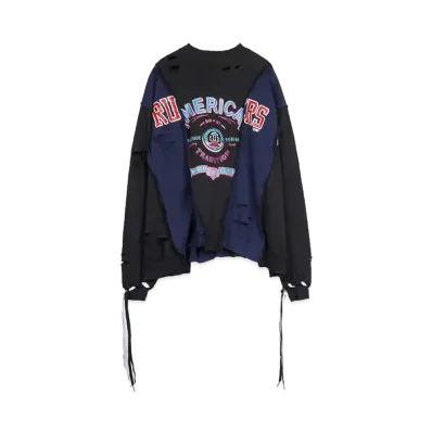 DISCOVERED HYPE DROP EXCLUSIVE WIDE DAMAGE COLLEGE SWEAT "BLACK EX08"