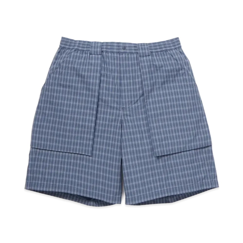 DAIWA PIER39 Women's Tech 3D Pocket Cargo Shorts Summer Plaid "Smoke Blue"