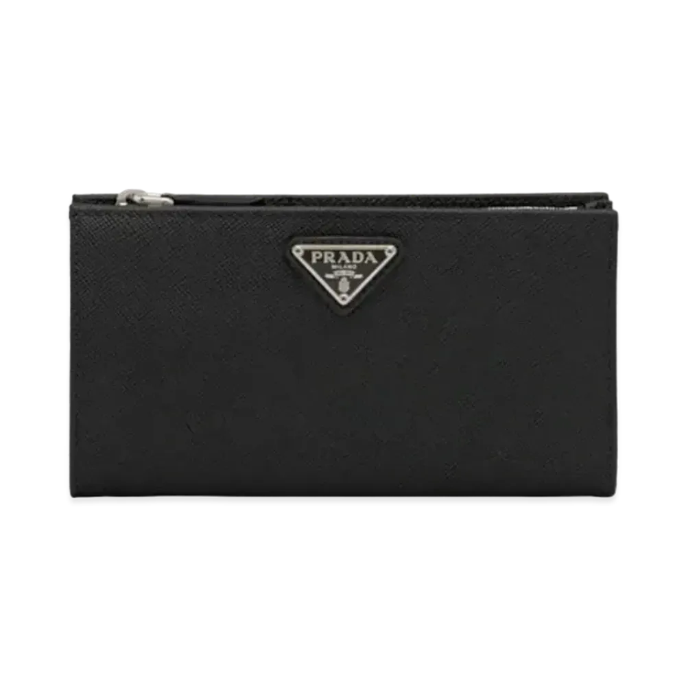 PRADA Large Saffiano Leather Wallet "Black"