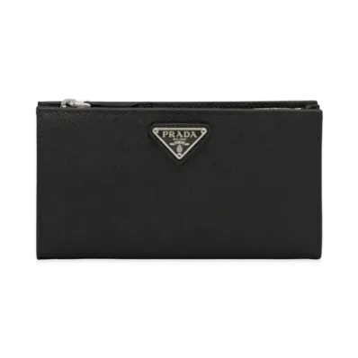 PRADA Large Saffiano Leather Wallet "Black"