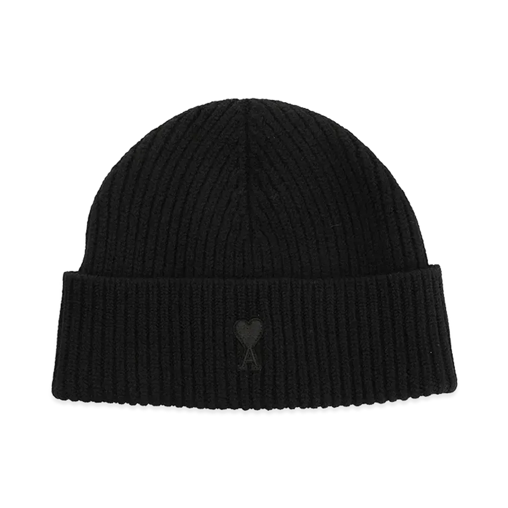 AMI PARIS Wool Beanie Hat "Black"