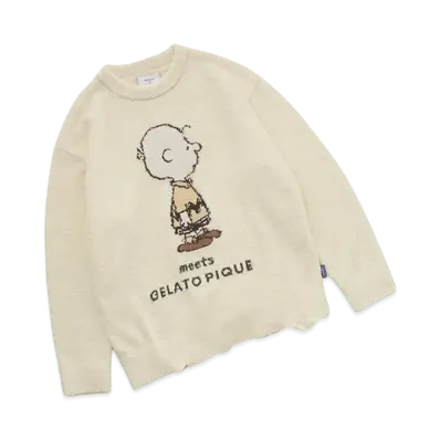 GELATO PIQUE x PEANUTS Baby Moko Jacquard Pullover & Long Pants Set "Yellow"