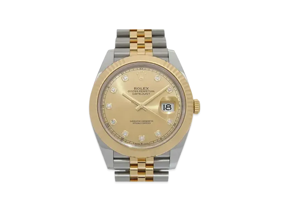 ROLEX Date-Just 41 Champagne Gold Dial 10P Diamonds 126333G