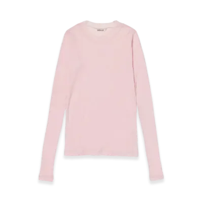 AURALEE Super High Gauge Sheer Rib L/S Tee "Light Pink"
