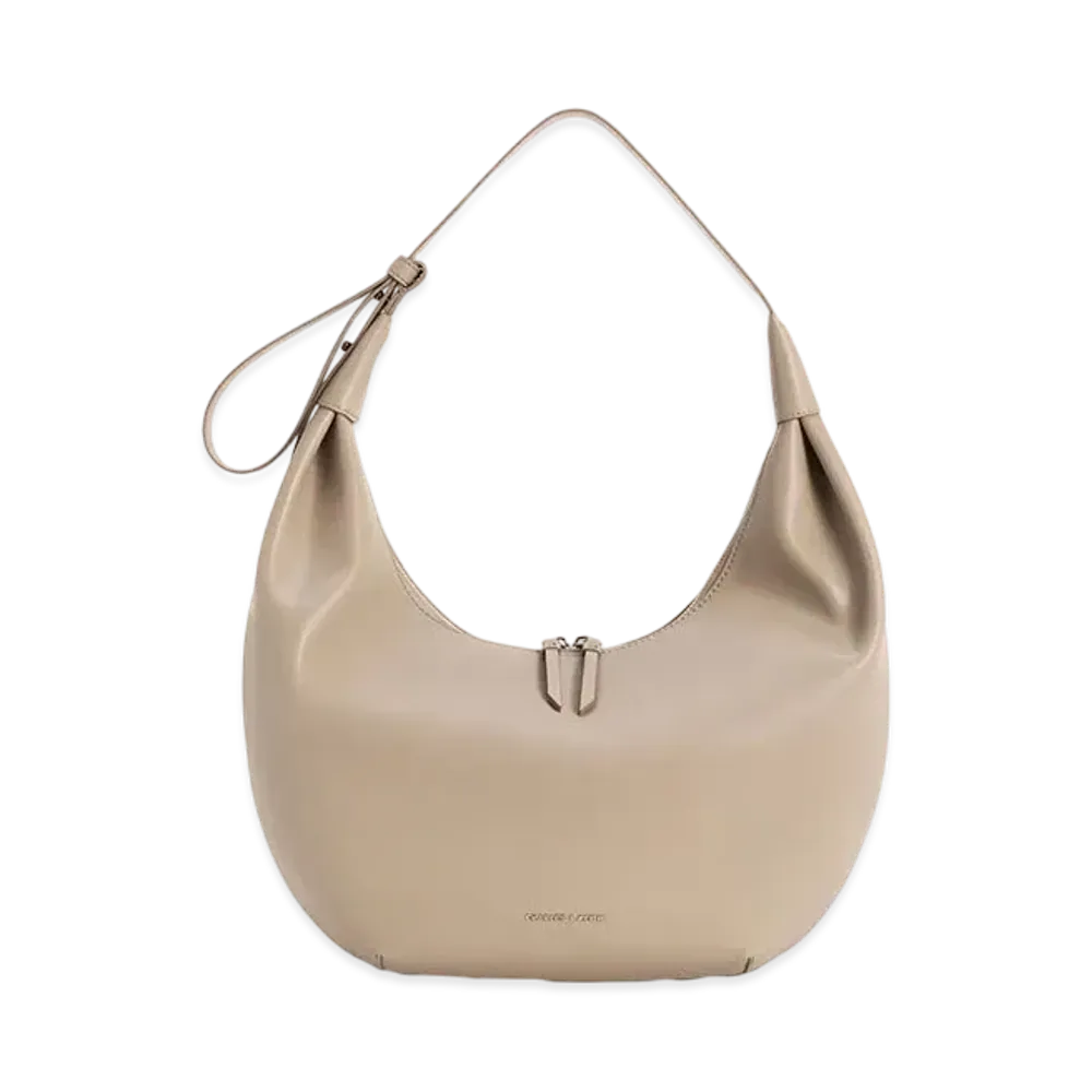 CHARLES & KEITH Odera Curved Hobo Bag "Taupe"