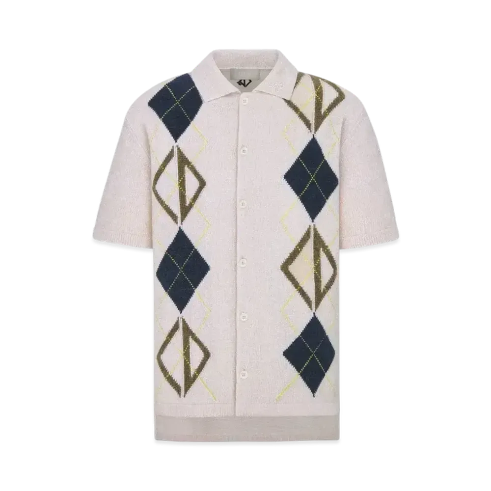 Dior Men's CD Diamond Shirt Cotton-Blend Intarsia Jersey "White"