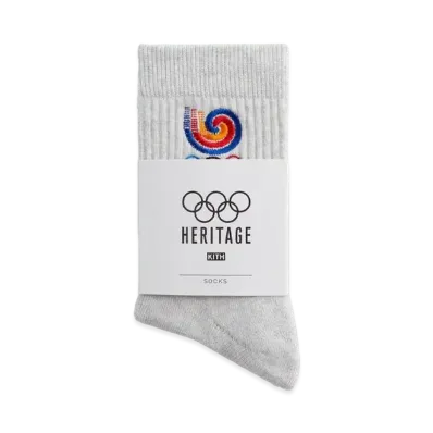 Kith x Olympics Heritage Seoul Mid Crew Sock "Light Heather Grey"