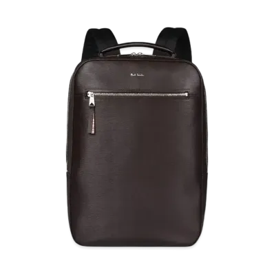 Paul Smith Straw Grain Leather Backpack "DarkBrown"