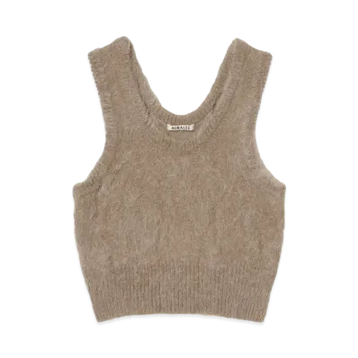 AURALEE Brushed Super Kid Mohair Knit Tank "Gray Beige"