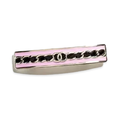 CHANEL Hair Clip Metal & Resin "Gold/Black/Pink"