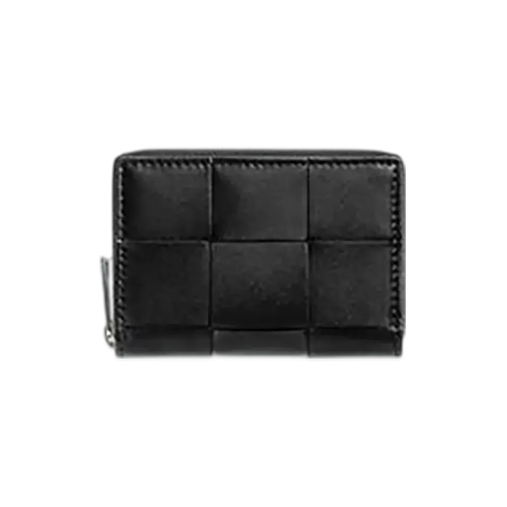 Bottega Veneta Cassette Zippered Coin Purse "Black/Parakeet"