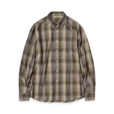 AURALEE Super Light Wool Check Shirt "Brown Blue Check"