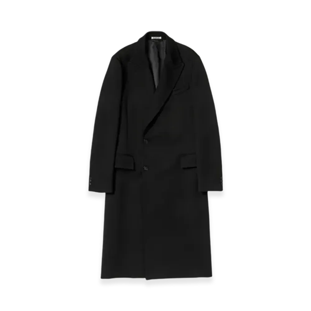 AURALEE Double Cloth Hard Twist Carsey Chesterfield Coat "Black"