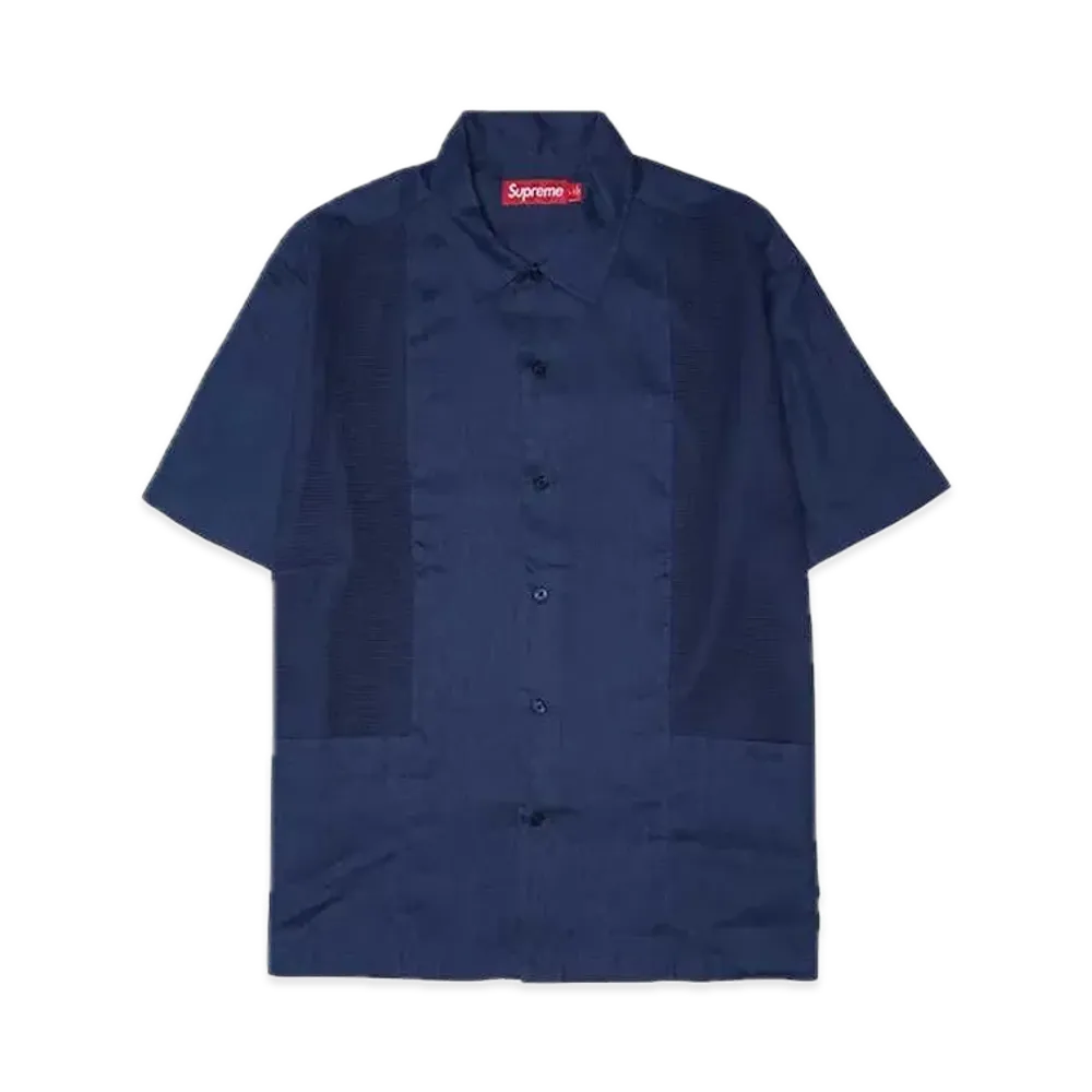 Supreme Mesh Panel Linen S/S Shirt "Navy"