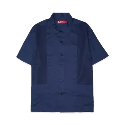 Supreme Mesh Panel Linen S/S Shirt "Navy"