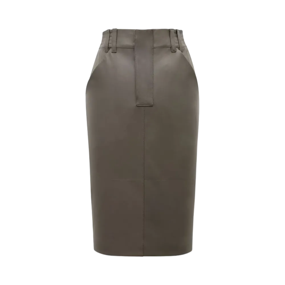 Saint Laurent Women's Pencil Skirt in Shiny Lambskin "Gris"
