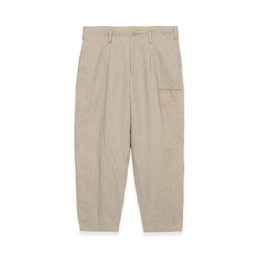 S'YTE x GDC Vintage Linen Chino Cloth Octagon Star Embroidery Waist-String Pants "Beige"