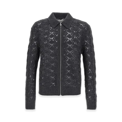 Jil Sander Openwork Wool Cardigan "Gray"