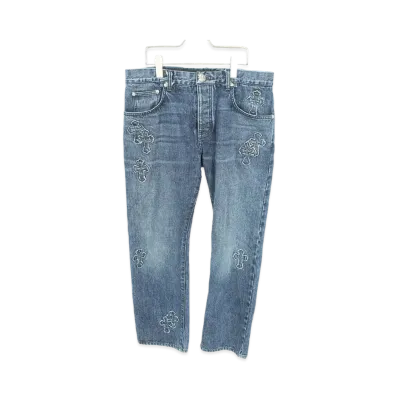 Chrome Hearts JEAN STRTLG FBRC Cross Patch Straight Denim Pants "Blue"