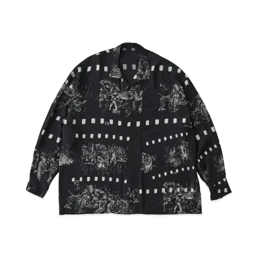 PORTER CLASSIC x Seven Samurai Aloha Long Shirt PC Original Illustration "Black"